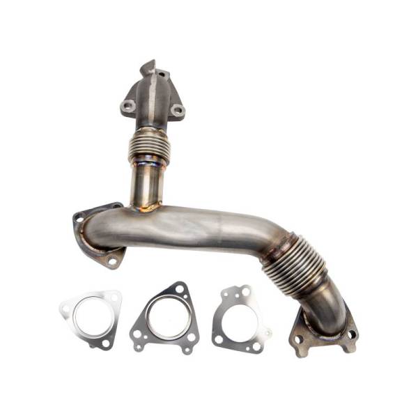 Wehrli Custom Fabrication - Wehrli Custom Fabrication 2011-2016 LML Duramax 2" Stainless Passenger Side Up Pipe Kit for OEM or WCFab Manifolds w/ Gaskets - WCF100211