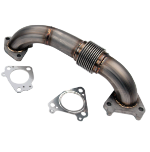 Wehrli Custom Fabrication 2001-2004 LB7 Duramax 2" Stainless Twin Turbo Style Pass Side Up Pipe for OEM or WCFab Manifold with Gaskets - WCF100648